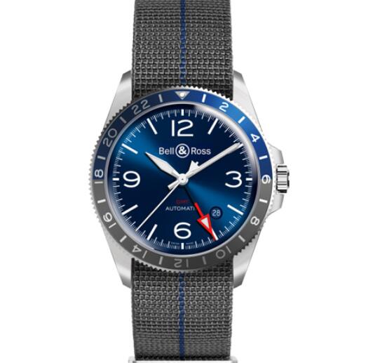 Replica Bell and Ross br v2 Watch BR V2-93 GMT BLUE Strap BRV293-BLU-ST/SF